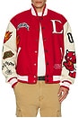 view 6 of 6 Flames Varsity Letterman Jacket in Butter & Red