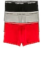 view 1 of 2 Calvin Klein Low Rise Trunk 3 Piece Set in Black, Convoy, & Red Gala
