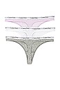 view 2 of 4 Carousel 3 Pack Thong in Stripe Charm, Grey Heather & White