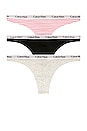 view 1 of 5 Carousel 3 Pack Thong in Feeder Stripe Pale Orchid, Snow Heather, & Black