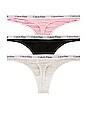 view 2 of 5 Carousel 3 Pack Thong in Feeder Stripe Pale Orchid, Snow Heather, & Black