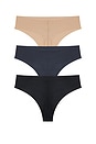 view 2 of 6 Calvin Klein Thong 3 Pack in Nude, Navy & Black