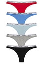 view 1 of 6 Modern Logo Thong 5-pack in Black, Heather Grey, Sterling Blue, Glacier, & Molten
