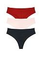 view 2 of 2 Calvin Klein Thong 3 Packs in Black, Nymphs Thigh, & Red Stamp
