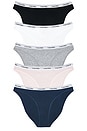 view 1 of 2 Calvin Klein Bikini 5 Packs in Black, Classic White & Grey Heather & Dark Denim, & Potpourri