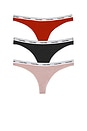 view 1 of 2 Calvin Klein Thong 3 Packs in Rush, Black, & Grey Heather