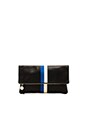 view 1 of 4 Fold over Clutch in Black, Royal Blue & Cream Stripes