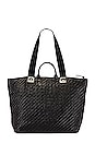 Clare V. Le Zip Sac Bag in Black Woven Zig Zag | REVOLVE