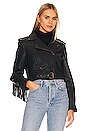view 3 of 5 Fringe Leather Jacket in Black