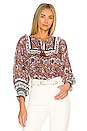 view 2 of 5 Amy Blouse in Sienna Block Print