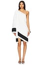 view 1 of 3 Xenia One Shoulder Mini Dress in White & Black Combo