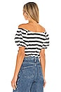 view 3 of 4 Bardot Crop Top in Black & White Thick Stripe