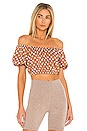 view 1 of 4 Bardot Crop Top in Sand Polka Dot