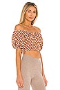 view 2 of 4 Bardot Crop Top in Sand Polka Dot