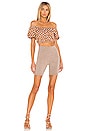 view 4 of 4 Bardot Crop Top in Sand Polka Dot