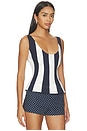 view 2 of 4 Brielle Sleeveless Top in White & Navy Stripe