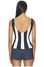 view 3 of 4 Brielle Sleeveless Top in White & Navy Stripe