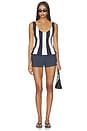 view 4 of 4 Brielle Sleeveless Top in White & Navy Stripe
