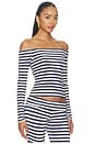 view 2 of 4 Avery Off The Shoulder Knit Top in Navy Stripe