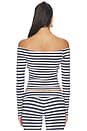 view 3 of 4 Avery Off The Shoulder Knit Top in Navy Stripe