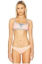 view 1 of 5 Gillian Keyhole Bikini Top in Salmon Gingham