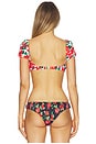 view 3 of 4 Zoe Bikini Top in White & Red Multi