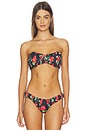 view 1 of 4 Leila Ruched Bandeau Bikini Top in Black & Red Multi