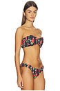 view 2 of 4 Leila Ruched Bandeau Bikini Top in Black & Red Multi