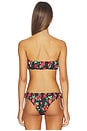 view 3 of 4 Leila Ruched Bandeau Bikini Top in Black & Red Multi