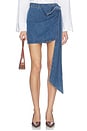 view 1 of 6 Draped Mini Skirt in Mid Blue
