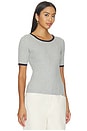 view 2 of 4 TOP MANCHES COURTES COL ROND CREW NECK SHORT SLEEVE in Light Grey Melange