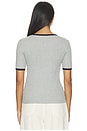 view 3 of 4 TOP MANCHES COURTES COL ROND CREW NECK SHORT SLEEVE in Light Grey Melange