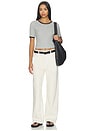 view 4 of 4 TOP MANCHES COURTES COL ROND CREW NECK SHORT SLEEVE in Light Grey Melange