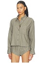 view 2 of 5 Cropped Oversized Shirt in Juniper Green