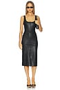view 1 of 3 Faux Leather Midi Tank Dress in Black