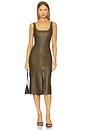 view 1 of 3 Faux Leather Midi Tank Dress in Cadet