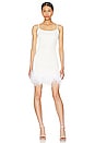view 1 of 3 Faux Leather Spaghetti A-line Dress with Feathers in White