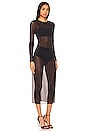view 2 of 3 Chic Mesh Long Sleeve Midi Dress in Black