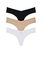 view 1 of 1 3 Pack Classic Thong in Black, White & Beige