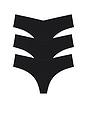 view 1 of 5 Invisible Rib One Size Thong 3 Packs in Black