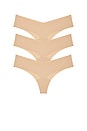 view 1 of 1 Invisible Rib One Size Thong 3 Packs in Beige