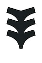 view 1 of 2 Invisible Rib Thong 3-pack in Black