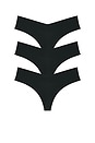 view 2 of 2 Invisible Rib Thong 3-pack in Black