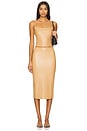 view 5 of 6 Faux Leather Midi Skirt in Camel