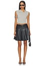 view 6 of 6 Faux Leather Pleated Mini Skirt in Black