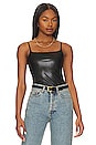 view 1 of 5 Faux Leather Spaghetti Strap Bodysuit in Black
