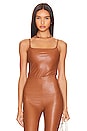 view 1 of 5 Faux Leather Cami Bodysuit in Cocoa