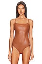 view 2 of 5 Faux Leather Cami Bodysuit in Cocoa