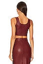 view 3 of 4 Faux Leather Crop Top in Garnet