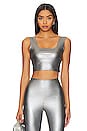 view 1 of 4 Faux Leather Square Neck Crop Top in Platinum